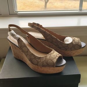 Coach jacquard wedge sandal signature print